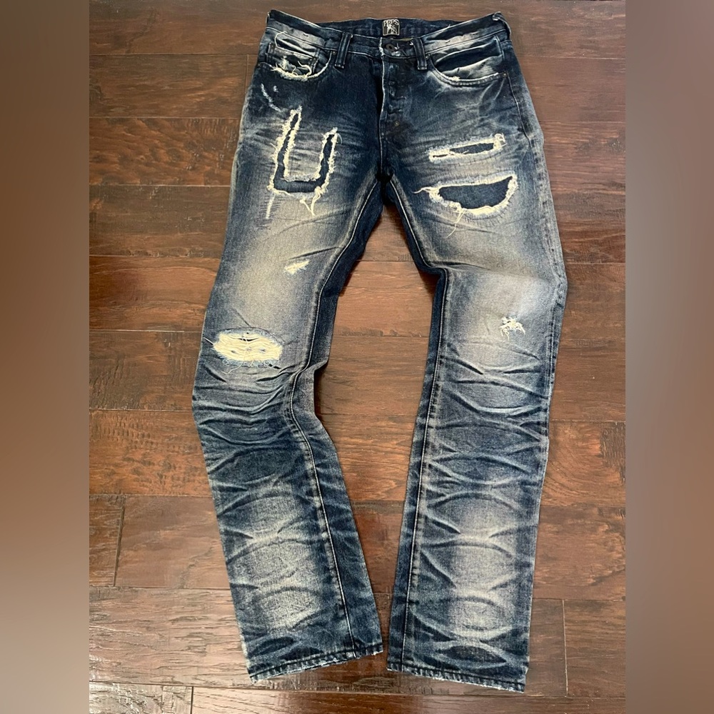 Men’s PRPS demon, distressed, ripped and repaired jeans size 31